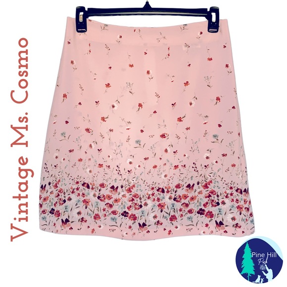 Vintage Dresses & Skirts - Vintage Ms Cosmo Skirt Womens Large XL Blush Pink Floral A-line Lightweight EUC